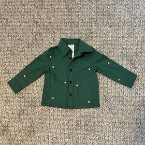 Disney Baby Green Collard Shirt with Yellow Mickey Details